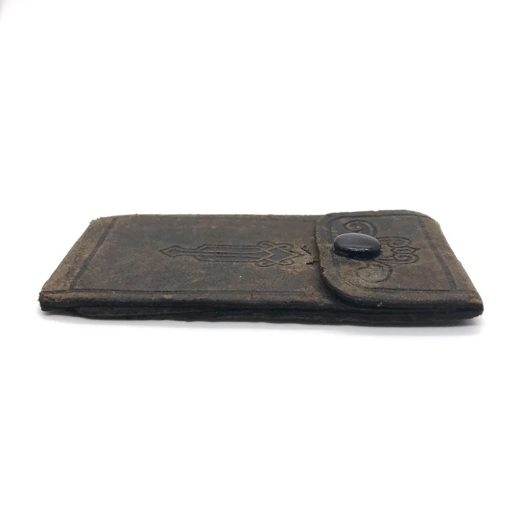 Small Vintage Advertising Wallet, Graves Oil and Supply Iowa, Leather Business